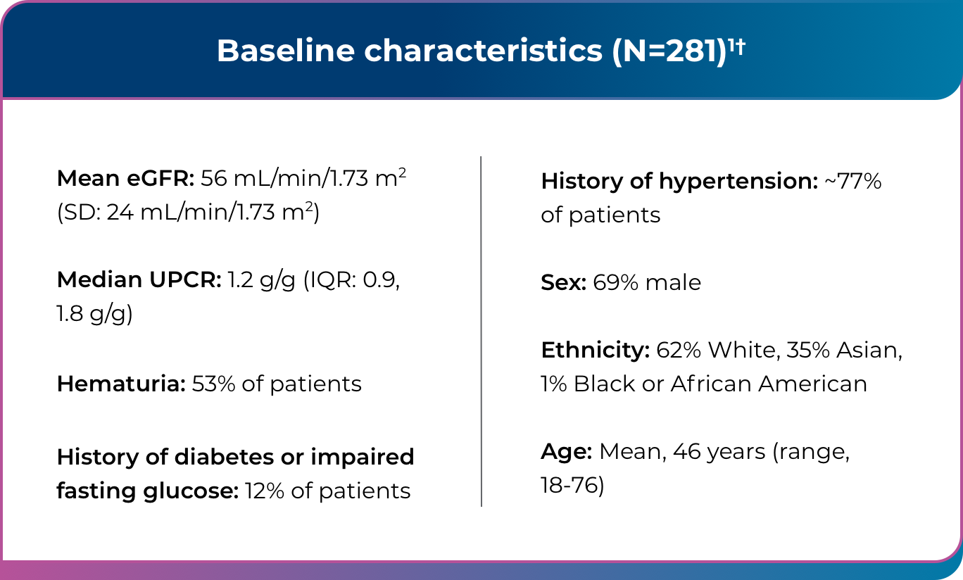 Table describing the baseline characteristics of patients who participated in the PROTECT Study